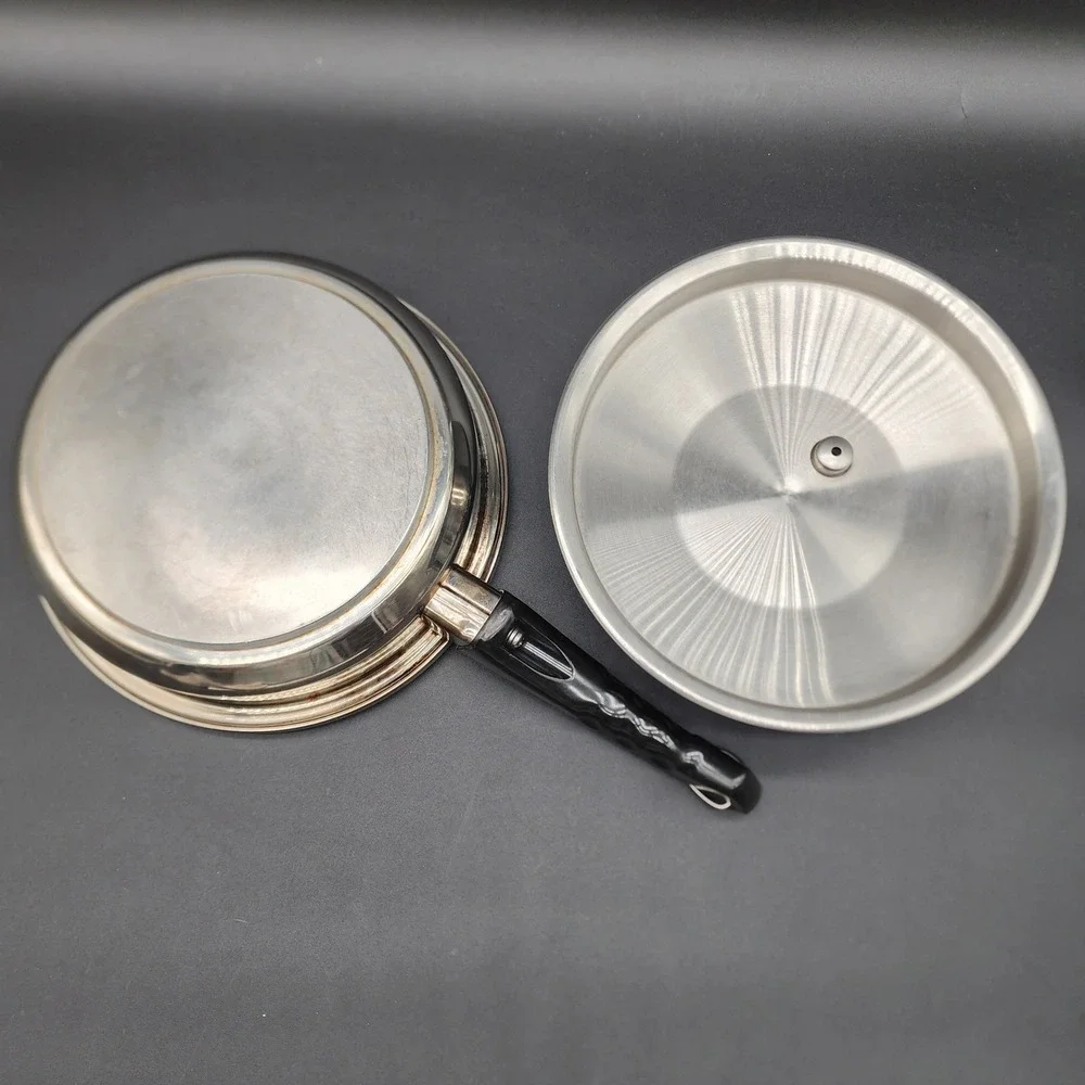 Kitchen Craft Silver Stainless Steel Waterless Skillet Saucepan Pot Set of 2